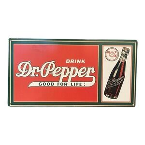 "Drink Dr. Pepper Good For Life 16" x 8.75" Novelty Metal Sign Glass Bottle